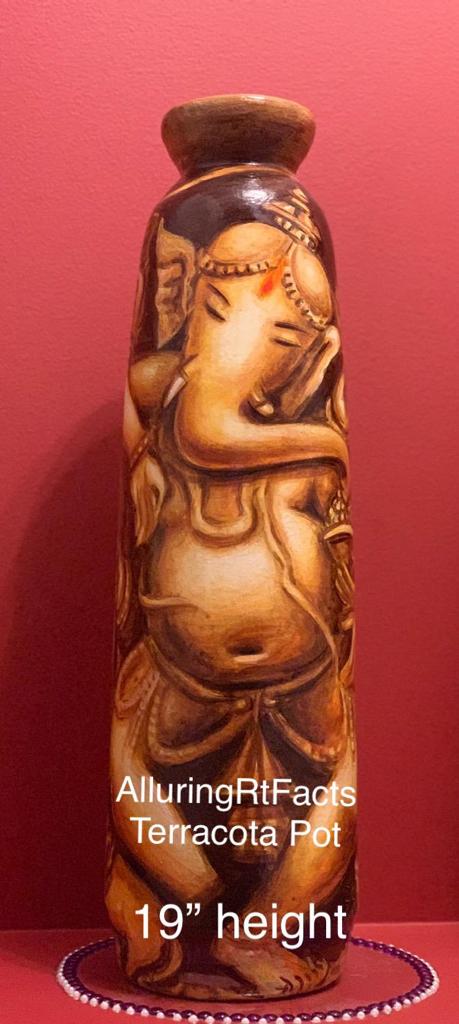 19 Inch Hand Painted Ganesh Terracota Pot