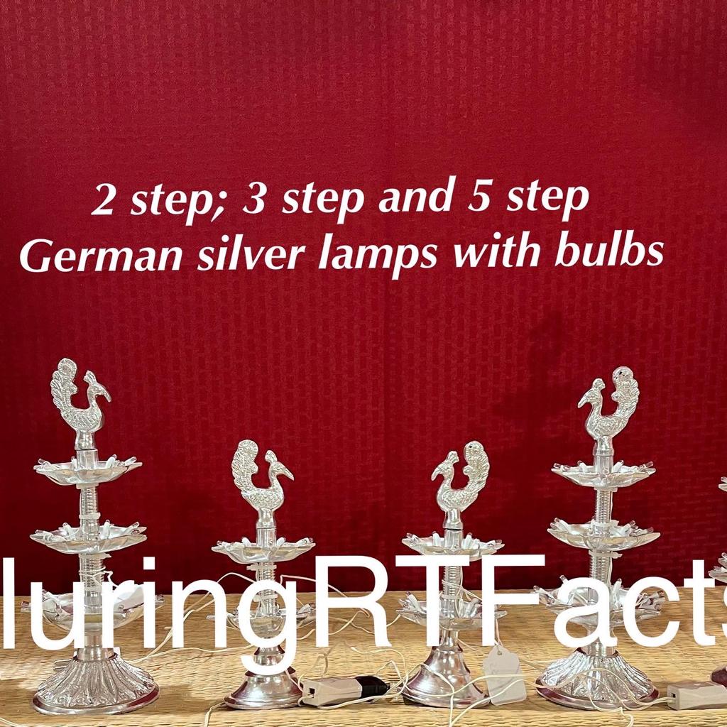 2 Step 3 Step & 5 Step German Silver Lamps with Bulbs